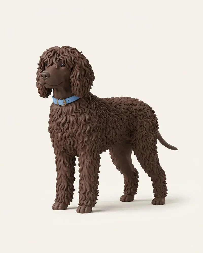 Ilustración 3D de un spaniel de agua irlandés