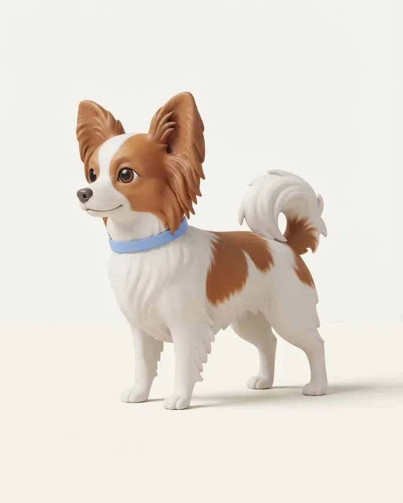 Ilustración 3D de un spaniel enano continental (papillón / phalène)
