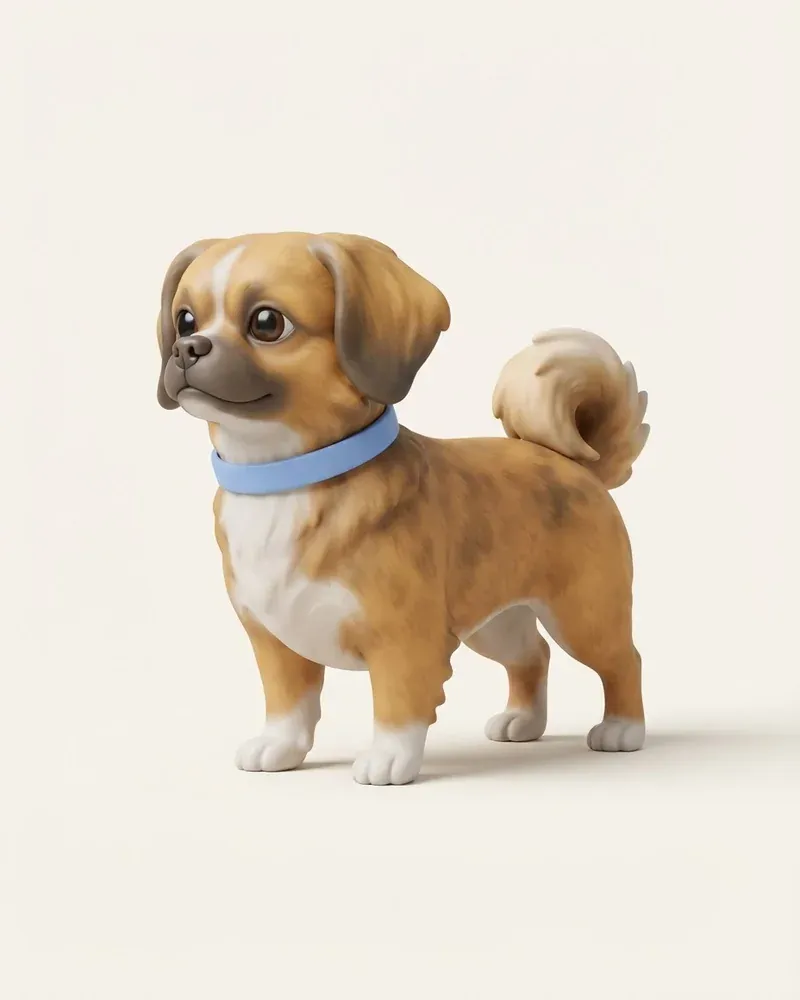 Ilustración 3D de un spaniel tibetano