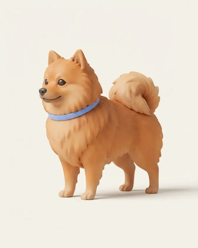 Ilustración 3D de un spitz alemán (incl. pomerania)