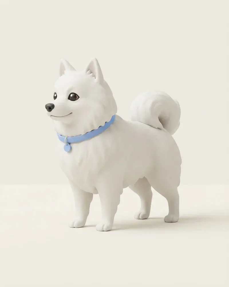 Ilustración 3D de un spitz japonés