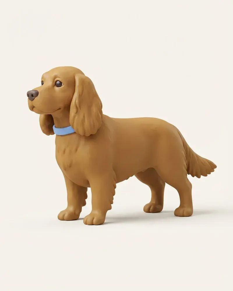 Ilustración 3D de un sussex spaniel