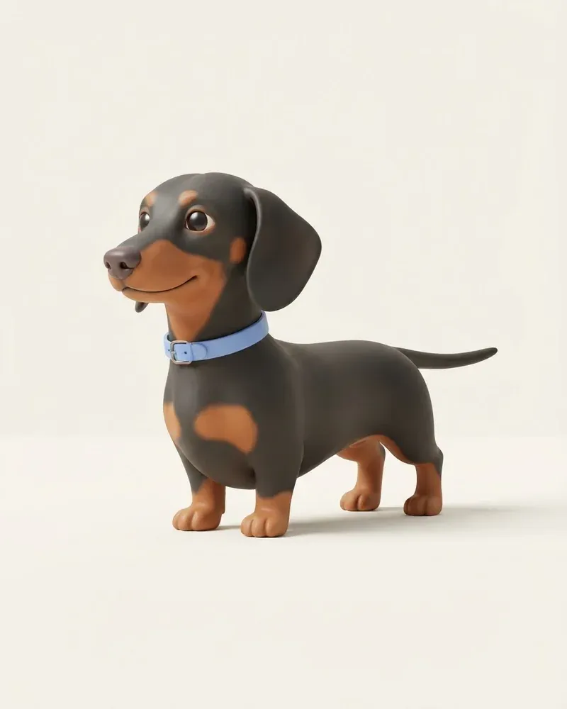 Ilustración 3D de un teckel (perro salchicha)
