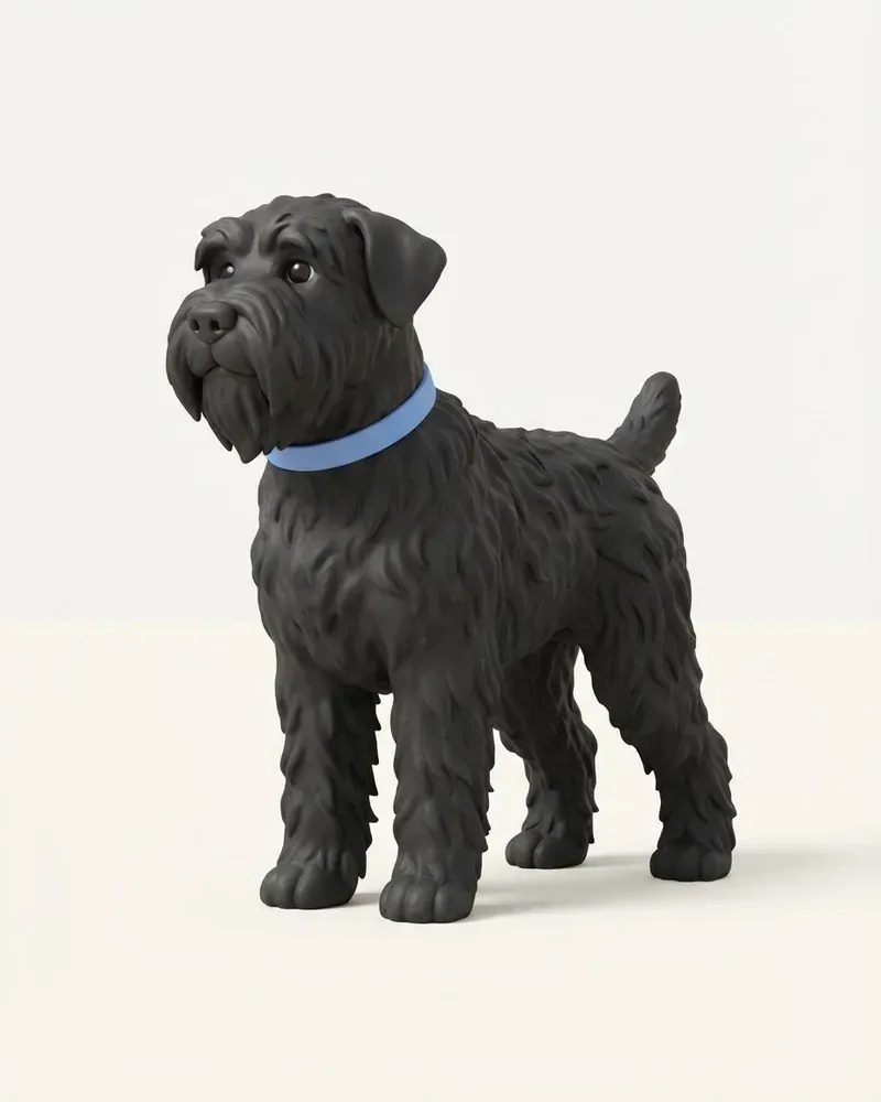 Ilustración 3D de un terrier ruso negro