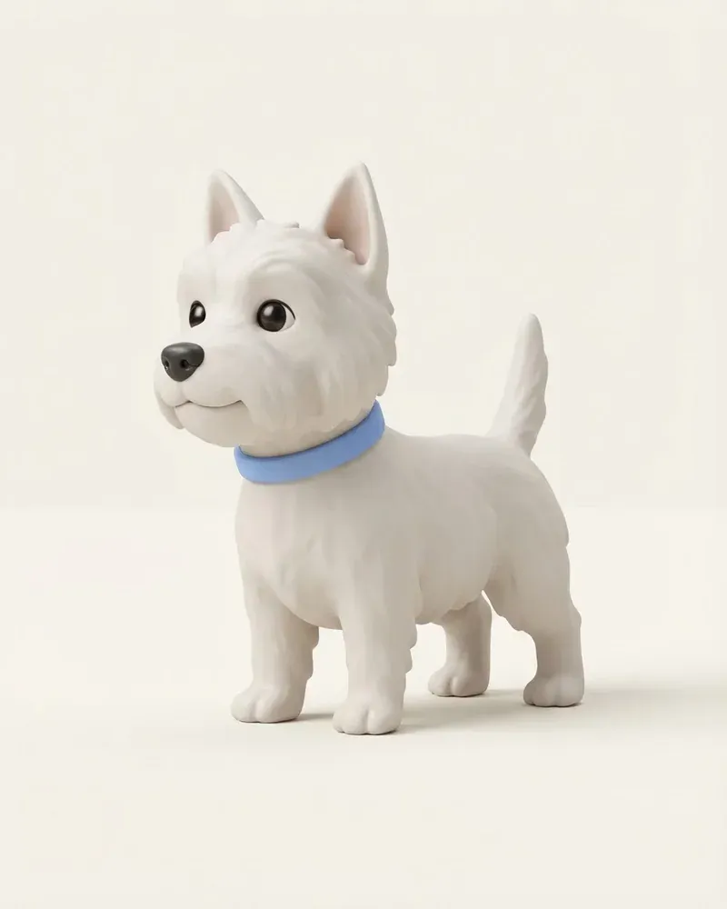 Ilustración 3D de un west highland white terrier (westie)