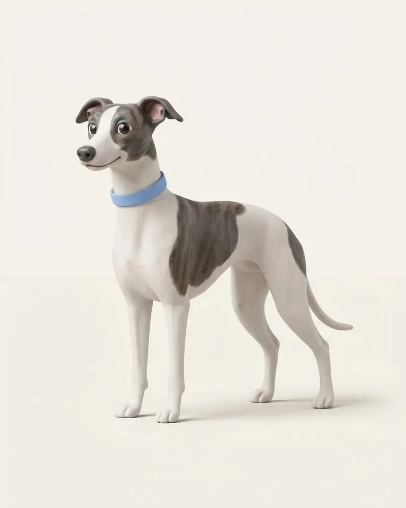 Ilustración 3D de un whippet